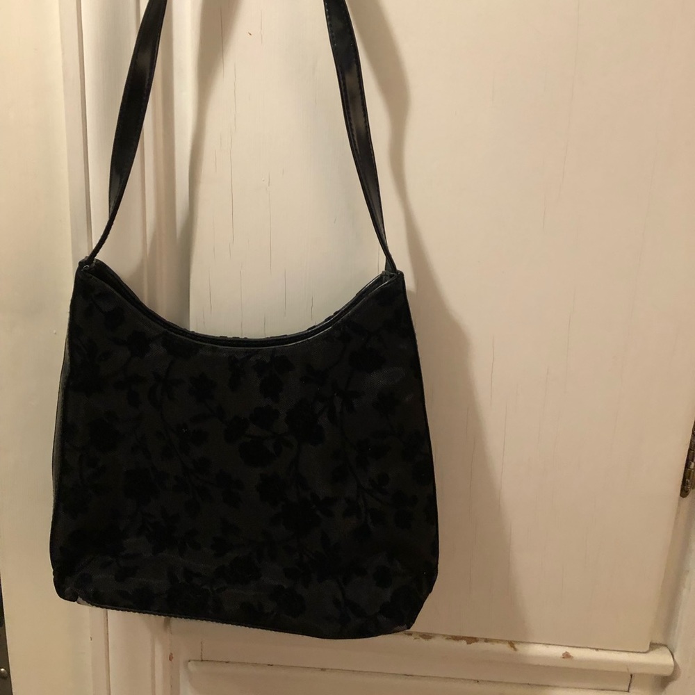 Black nylon and velvet shoulder bag